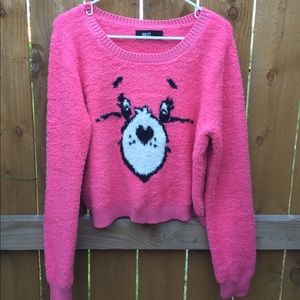 Pink Iron Fist XL Sweater Crop Top Animal Face